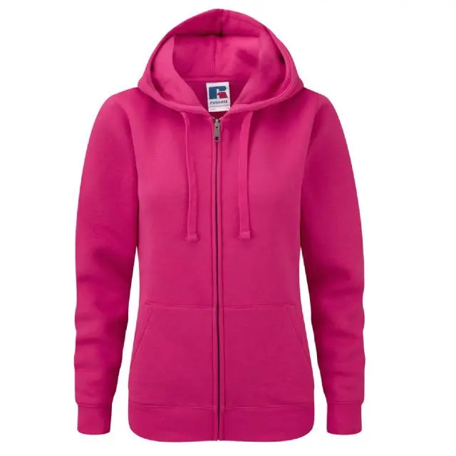 Russell Women's Premium Authentic Zipped Hoodie (3-Layer Fabric) in Fuchsia 