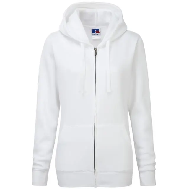 Russell Women's Premium Authentic Zipped Hoodie (3-Layer Fabric) in White 
