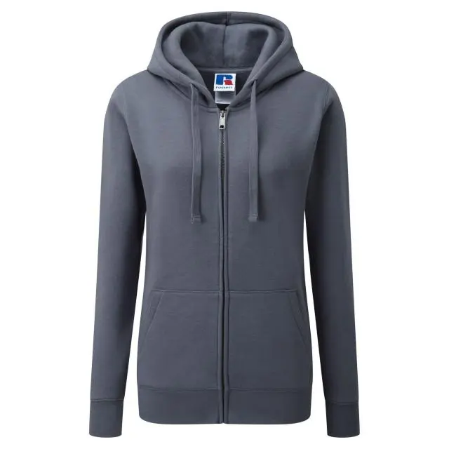 Russell Women's Premium Authentic Zipped Hoodie (3-Layer Fabric) in Grey 