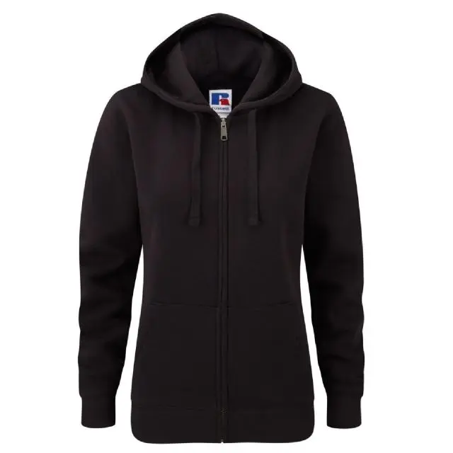 Russell Women's Premium Authentic Zipped Hoodie (3-Layer Fabric) in Black 