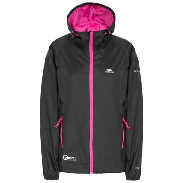 Trespass Women's Qikpac Packaway Waterproof Jacket in Black 