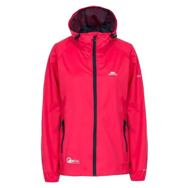 Trespass Women's Qikpac Packaway Waterproof Jacket in Raspberry 
