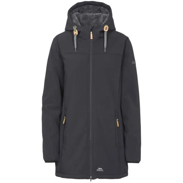 Trespass Women's Kristen Longer Length Hooded Waterproof Jacket in Black 