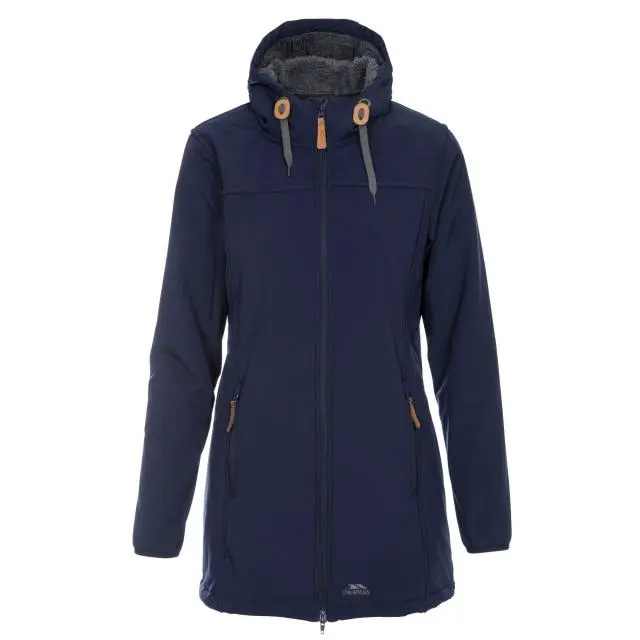 Trespass Women's Kristen Longer Length Hooded Waterproof Jacket in Navy 