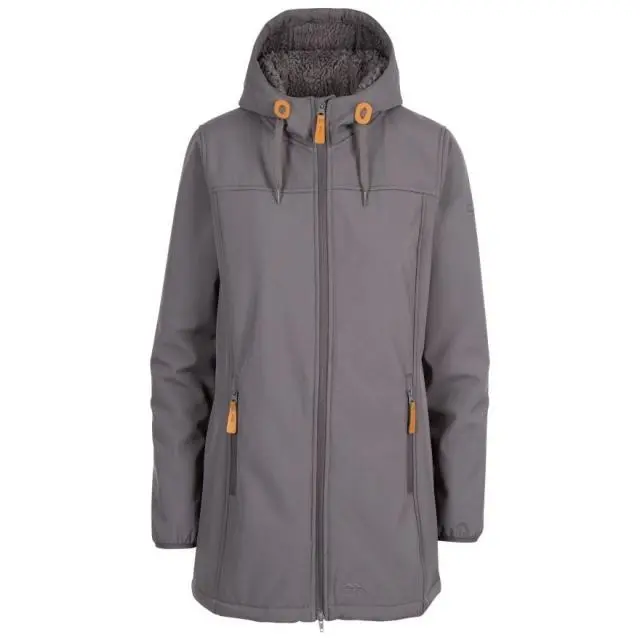 Trespass Women's Kristen Longer Length Hooded Waterproof Jacket in Dark Grey 