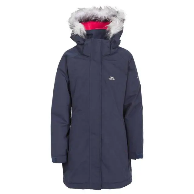 Trespass Girl's Fame Waterproof Parka Jacket in Navy 