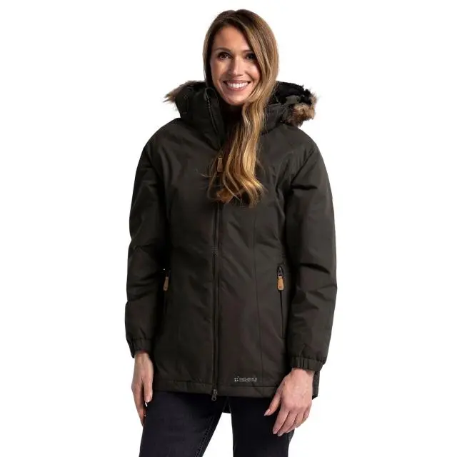 Trespass Women's Celebrity Insulated Longer Length Parka Jacket in Dark Red 