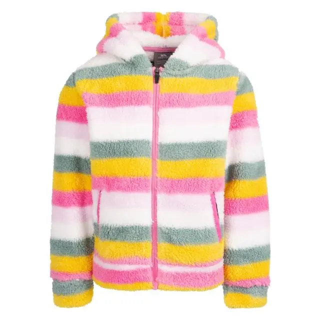 Trespass Wonderful Stripe Fleece Jacket in Pale Pink 