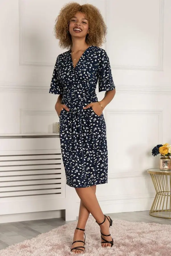 Jolie Moi Women's Elesia Flare Sleeve Shift Dress in Teal 