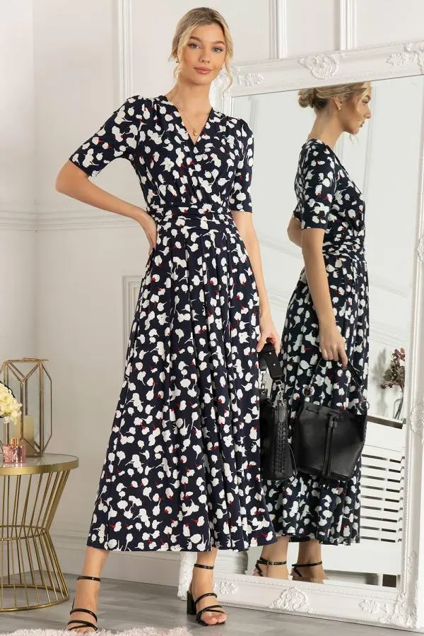 Jolie Moi Women's Acadia Wrap Maxi Dress in Navy 