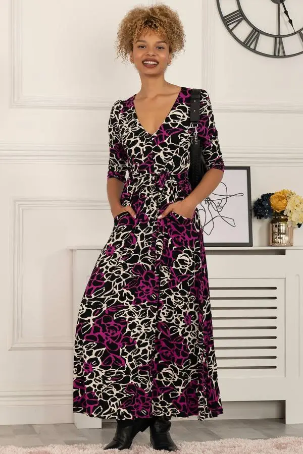 Jolie Moi Women's Kamiyah Viscose Maxi Dress in Purple 