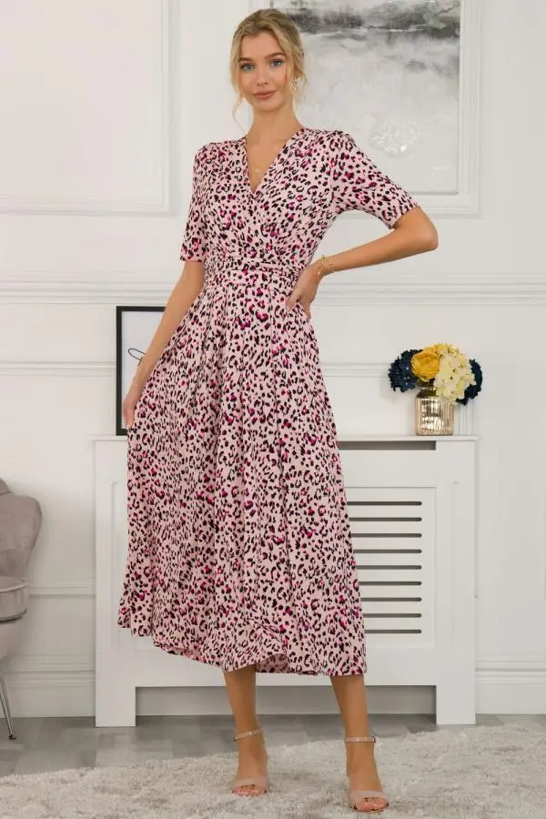 Jolie Moi Women's Denise Wrap Maxi Dress in Pink 