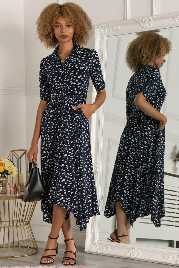 Jolie Moi Women's Alys Hanky Hem Dress in Teal 