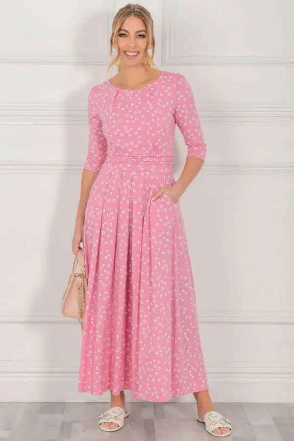 Jolie Moi Women's Denisse Spotty Maxi Dress in Dusty Pink 