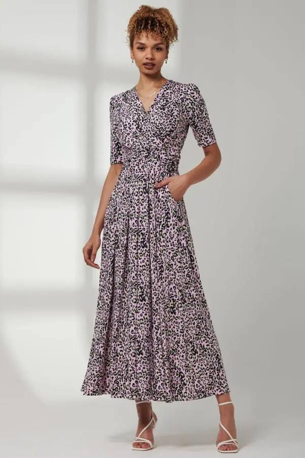 Jolie Moi Women's Jersey Wrap Front Maxi Dress in Pink 