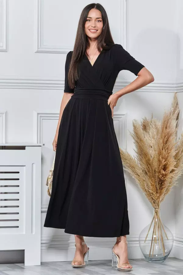 Plain Wrap Front Jersey Maxi Dress