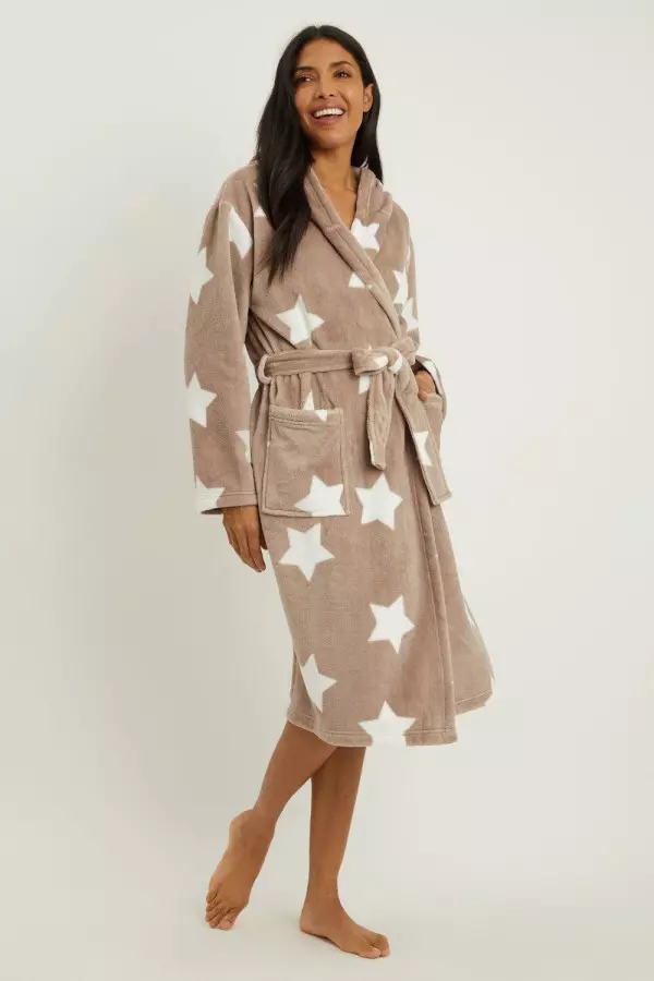 Star Printed Fleece Robe