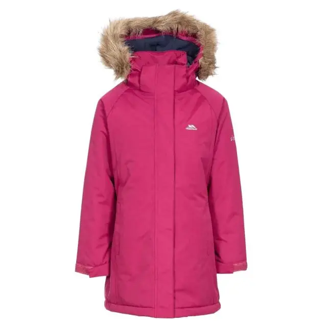 Trespass Girl's Fame Waterproof Parka Jacket in Dark Pink 