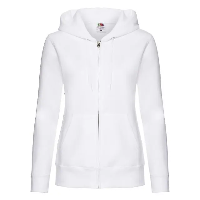 Fruit of the Loom Women's Premium Hooded Lady Fit Hoodie in White 