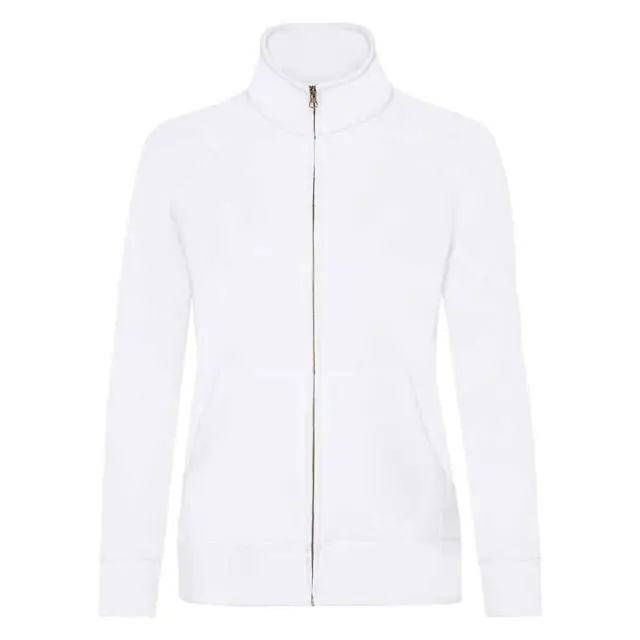 Fruit of the Loom Women's Lady Fit Sweat Jacket in White 