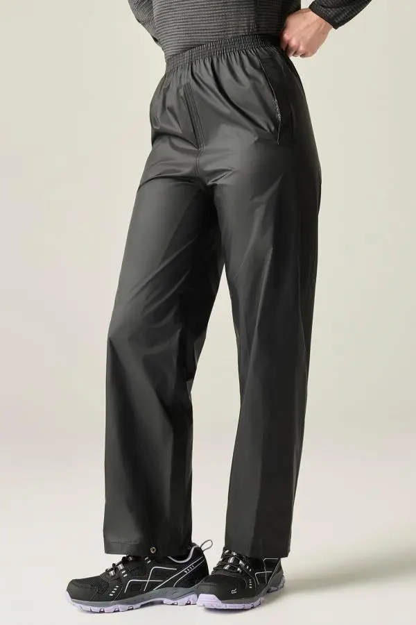 Regatta Women's Pack It Waterproof Overtrousers in Jet Black 