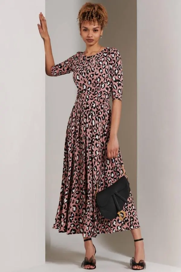 Jolie Moi Women's Dorothy 3/4 Sleeve Maxi Dress in Mauve 