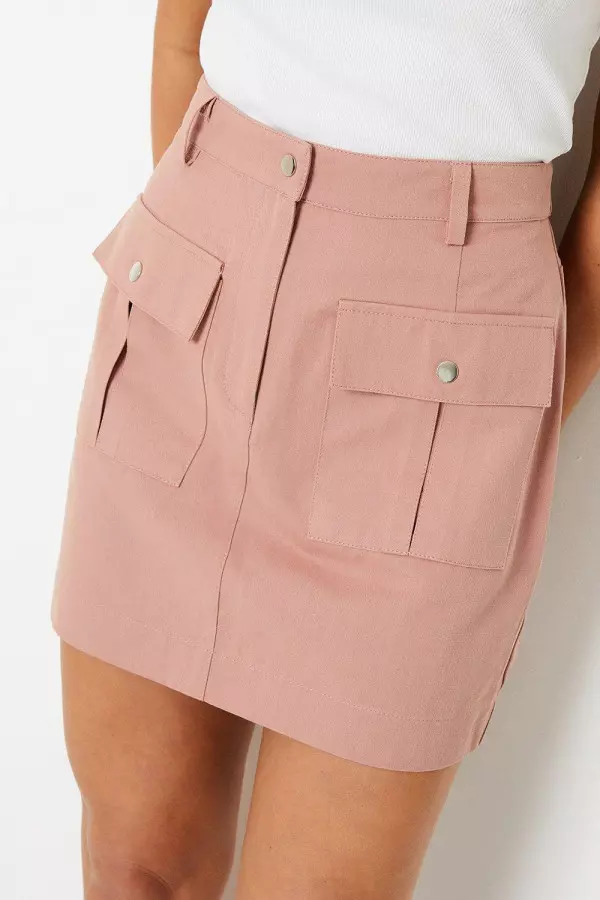 Twill Pocket Detail Mini Skirt