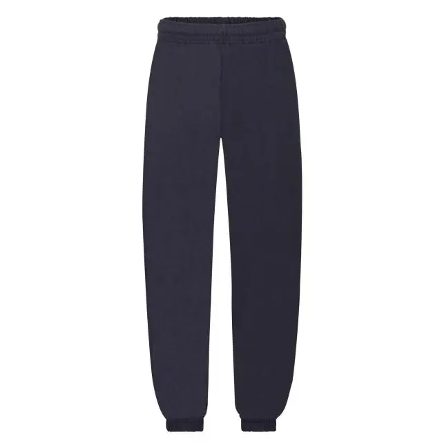 Fruit of the Loom Classic Plain Elasticated Cuff Jogging Bottoms in Mid Navy | Size: 9 Years