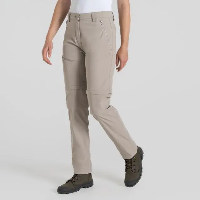Craghoppers Women's 'Nosilife Pro' Zip-Off Ant Insect Walking Trousers in Light Beige | Size: 12
