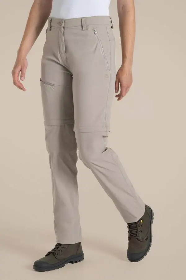 Craghoppers Women's 'Nosilife Pro' Zip-Off Ant Insect Walking Trousers in Light Beige 
