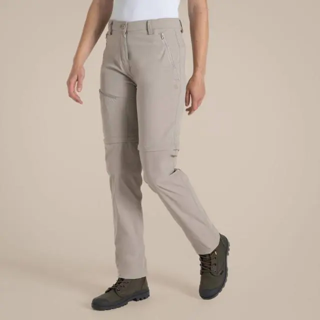 Craghoppers Women's 'Nosilife Pro' Zip-Off Ant Insect Walking Trousers in Light Beige 
