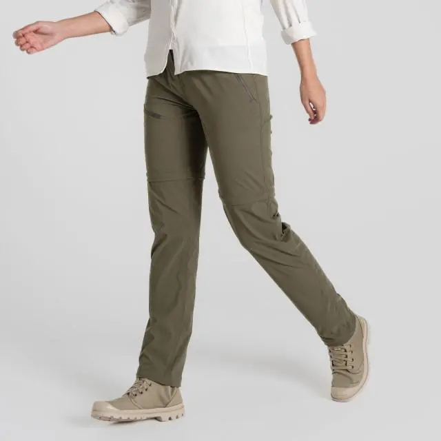 Craghoppers Women's 'Nosilife Pro' Zip-Off Ant Insect Walking Trousers in Dark Green 