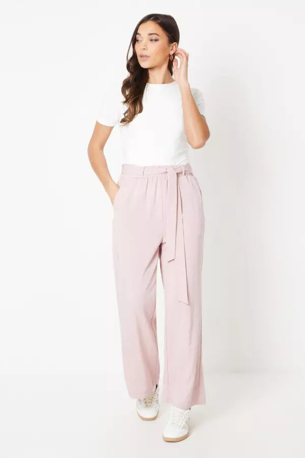 Petite Soft Twill Paperbag Trouser