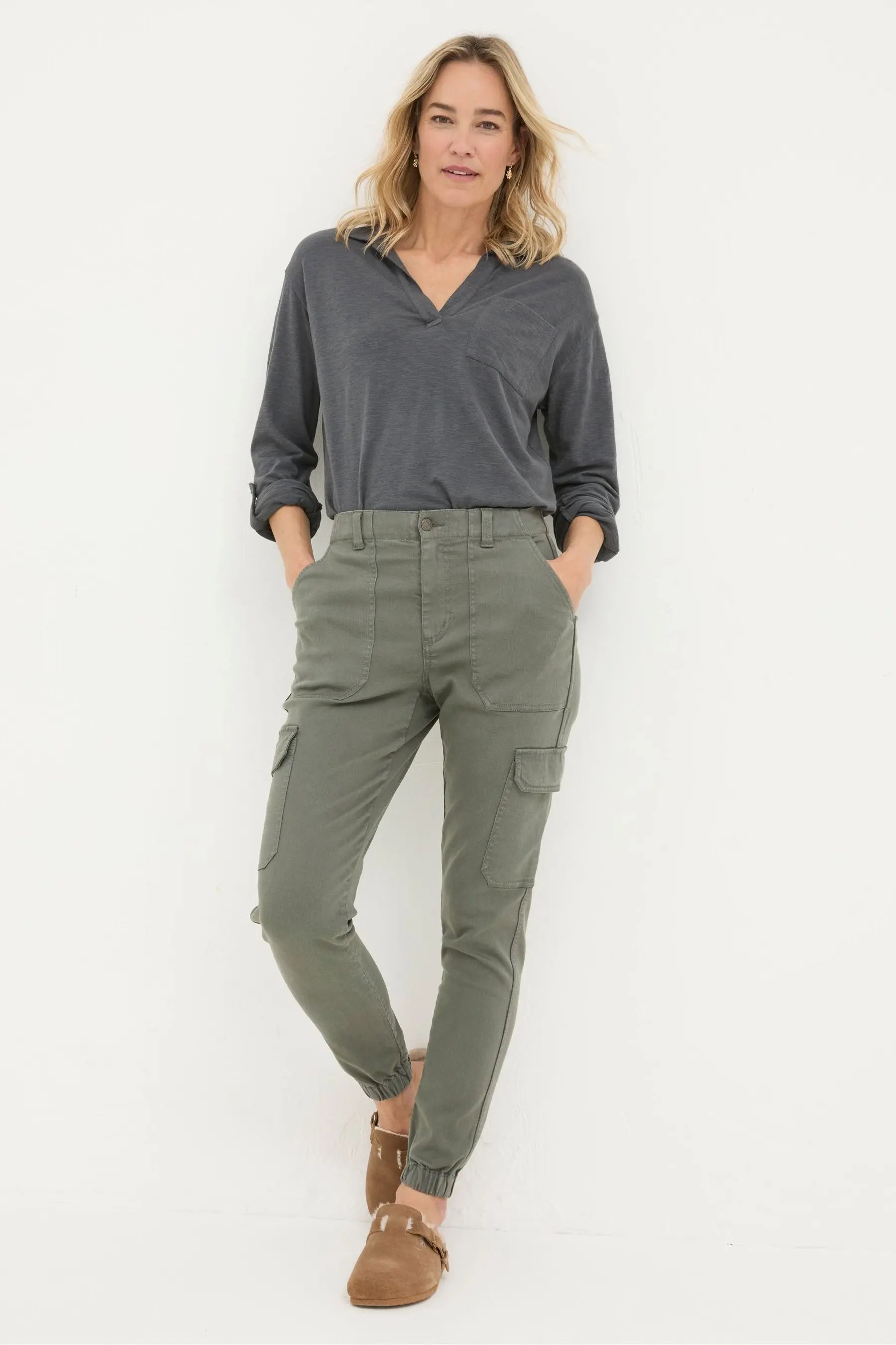 Fat Face Hythe Grey Cargo Trousers
