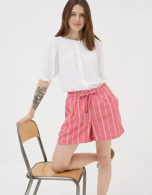 Tenby Linen Blend Stripe Shorts