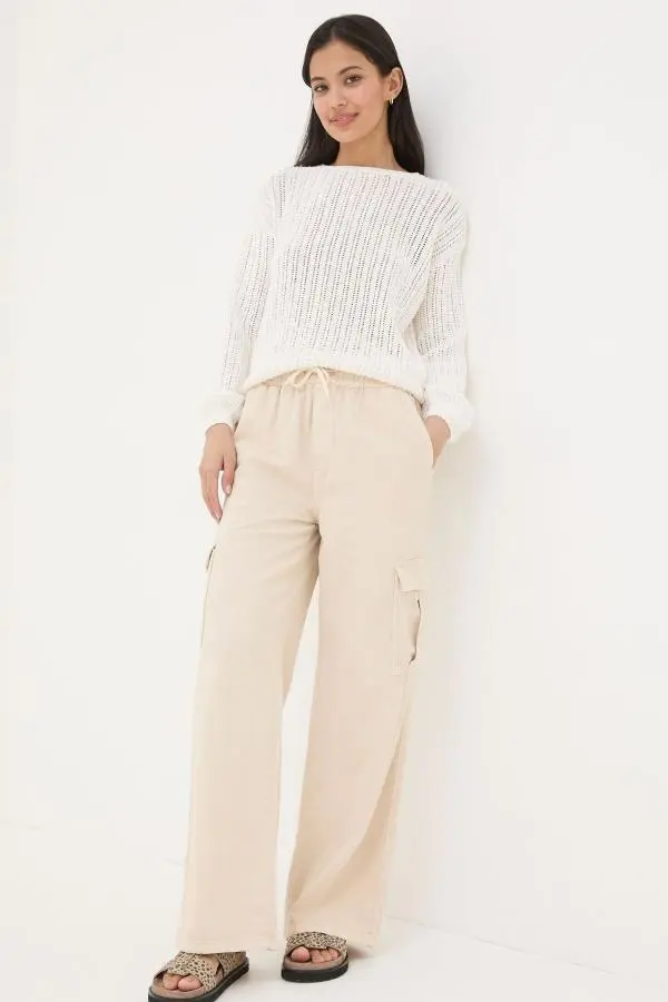 Fat Face - Carter Natural Cargo Wide Leg Jeans