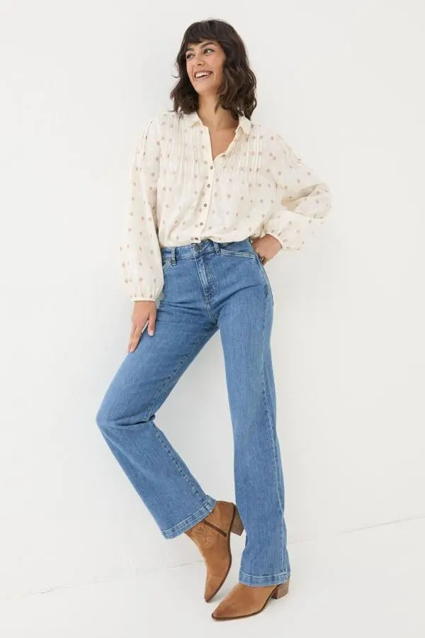 Fat Face - Elise Denim Vintage Wide Leg Jeans