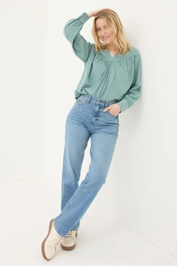 Fat Face - Carmel Light Vintage Blue Comfort Stretch Straight Jeans