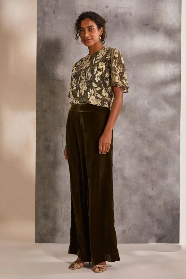 Fat Face - Alba Gold Foil Plisse Top