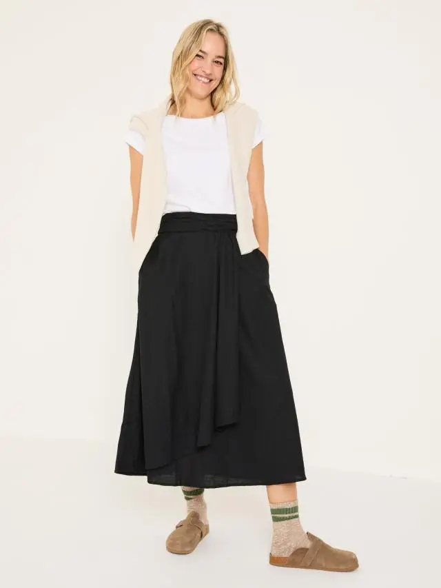 FatFace Juni Black Midi Skirt