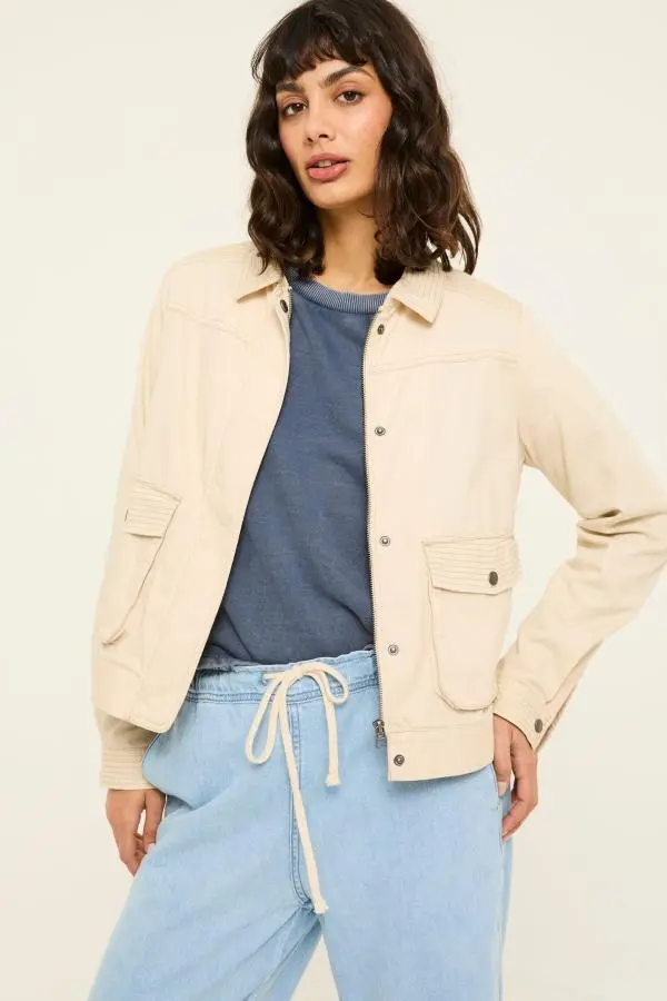 Fat Face - Sienna Light Stone 100% Cotton Cropped Jacket