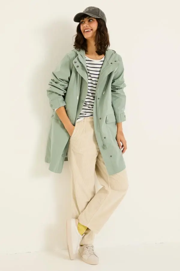 Fat Face - Light Green Waterproof Long Coat