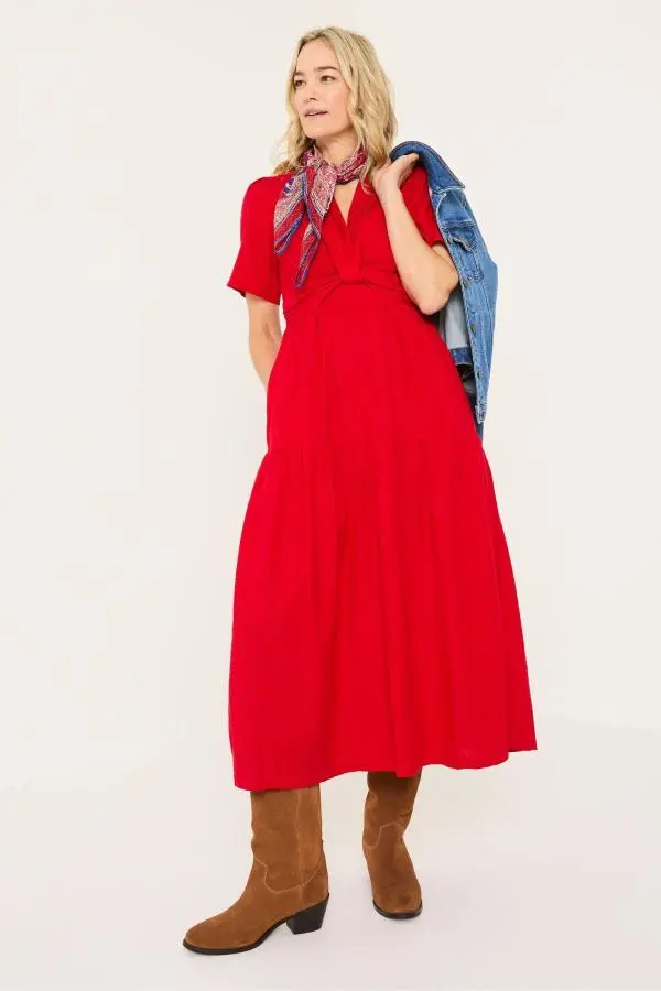 Fat Face - Bright Red Gigi Midi Dress
