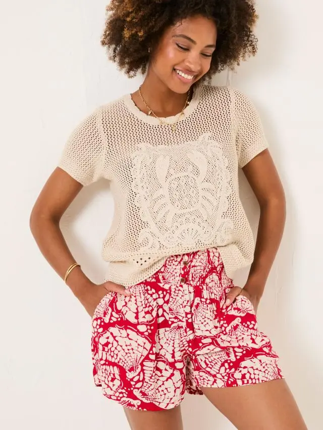 FatFace Rust Red Mono Shell Flippy Shorts