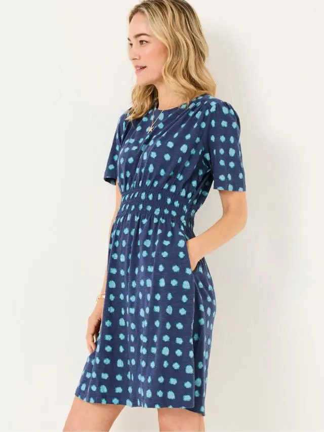 FatFace Liv Indigo Blue Mini Spot Jersey Dress