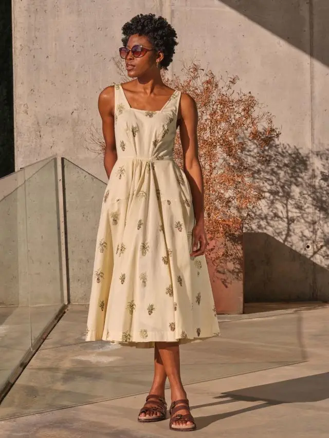 FatFace Maria Ivory Plants Midi Dress