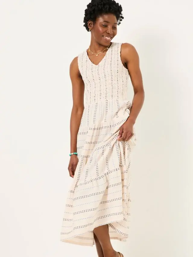 FatFace Ariana Multi Tiered Stripe 100% Cotton Dress
