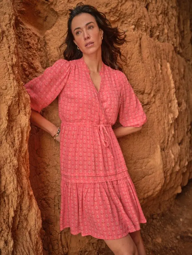 FatFace Nancy Mid Pink Paisley Ditsy Dress