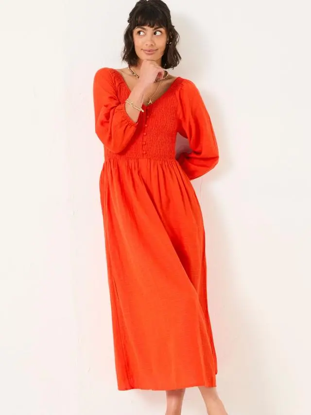 FatFace Adele Orange Midi Dress