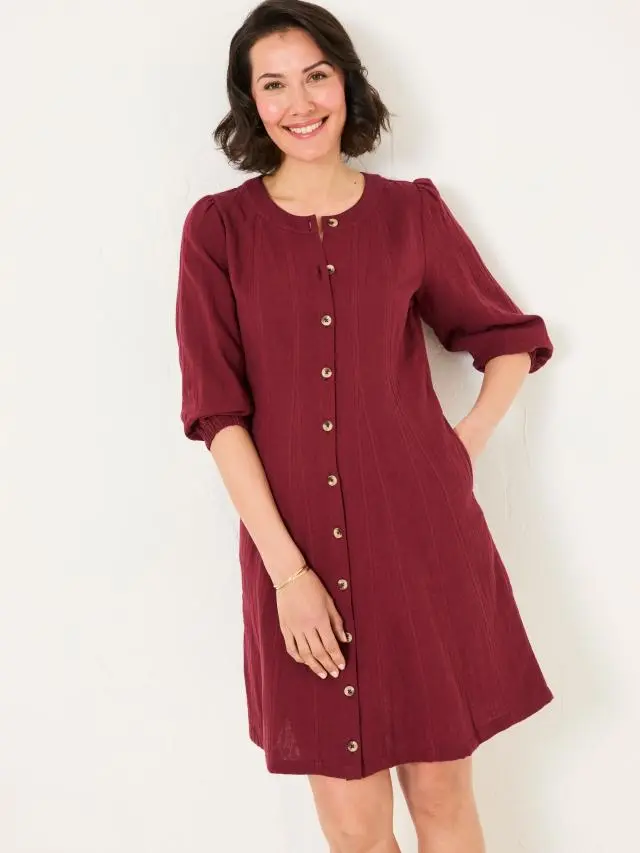 FatFace Anais Burgundy Red Dress